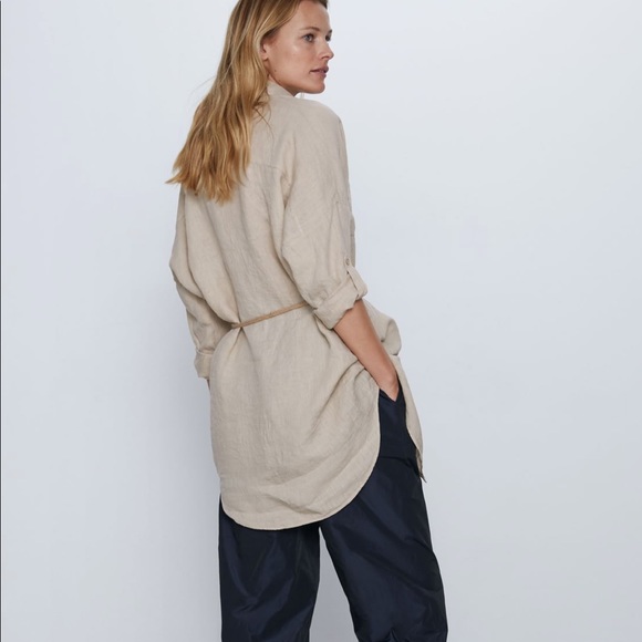 COPY - Zara NWT Stone Oversized Linen Shirt size medium - Picture 8 of 11